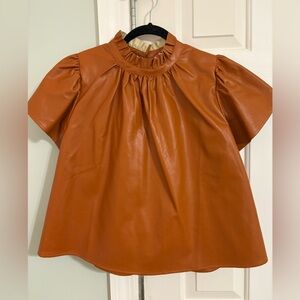 THML LEATHER SHORT SLEEVE TOP